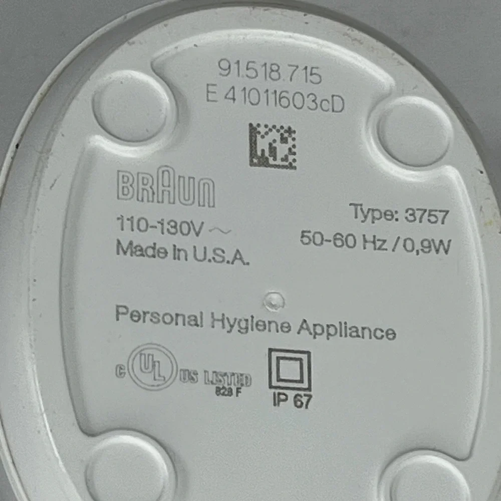 Braun Oral-B Electric Toothbrush Charger Base Type 3757 White 110-130V IP67